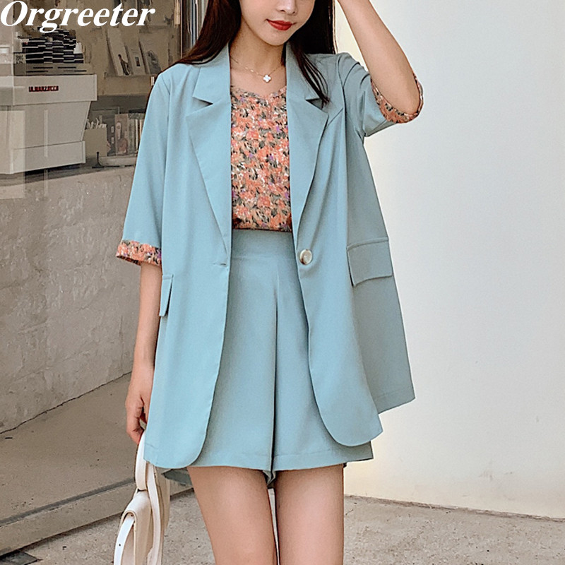 Elegant 3 pieces Female Blazer Shorts Suits Short Sleeve One Button & Floral Print Vest Loose Summer Pant 210525, Black
Elegant 3 pieces Female Blazer Shorts Suits Short Sleeve One Button & Floral Print Vest Loose Summer Pant 210525, Black