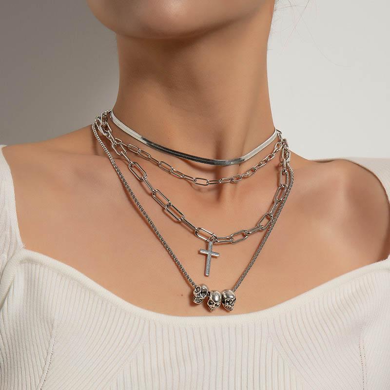 Pendant Necklaces Punk Exaggerated Thick Chain Cross Skull Necklace For Women Multilayer Vintage Geometric Colar Jewelry Gift
Pendant Necklaces Punk Exaggerated Thick Chain Cross Skull Necklace For Women Multilayer Vintage Geometric Colar Jewelry Gift