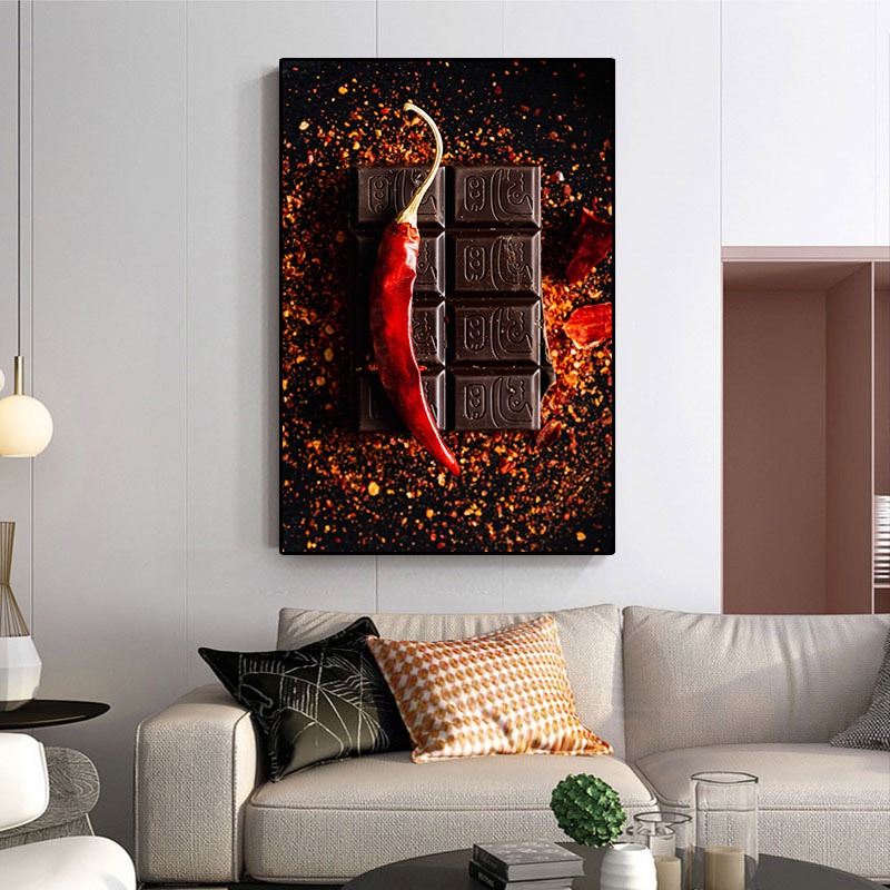 Kitchen Wall Decorations Ingredients Chili And Chocolate For Restaurant Canvas Print Art Cuadros No Frame Modern Room Decor