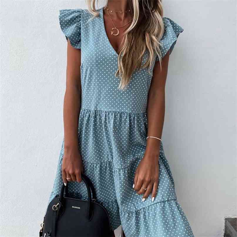 Women Summer Sundress Casual Ruffles Sleeves V-neck Dot Boho Party Vestidos Elegant Mini Dresses Fashion 210607, Pink
Women Summer Sundress Casual Ruffles Sleeves V-neck Dot Boho Party Vestidos Elegant Mini Dresses Fashion 210607, Pink