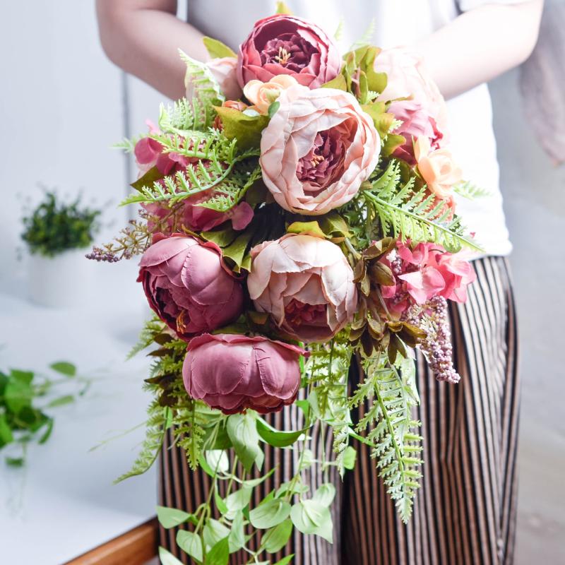 Decorative Flowers & Wreaths Bridesmaids Champagne Pink Waterfall Wedding Bridal Bouquet Artificial Cascading Decoration, A1
Decorative Flowers & Wreaths Bridesmaids Champagne Pink Waterfall Wedding Bridal Bouquet Artificial Cascading Decoration, A1