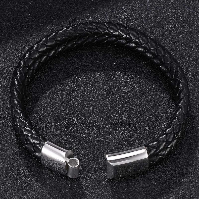 Charm Bracelets Fashion Simple Men's Double Woven Black Leather Bracelet Stainless Steel Creative Magnetic Buckle 7-SP0116
Charm Bracelets Fashion Simple Men's Double Woven Black Leather Bracelet Stainless Steel Creative Magnetic Buckle 7-SP0116