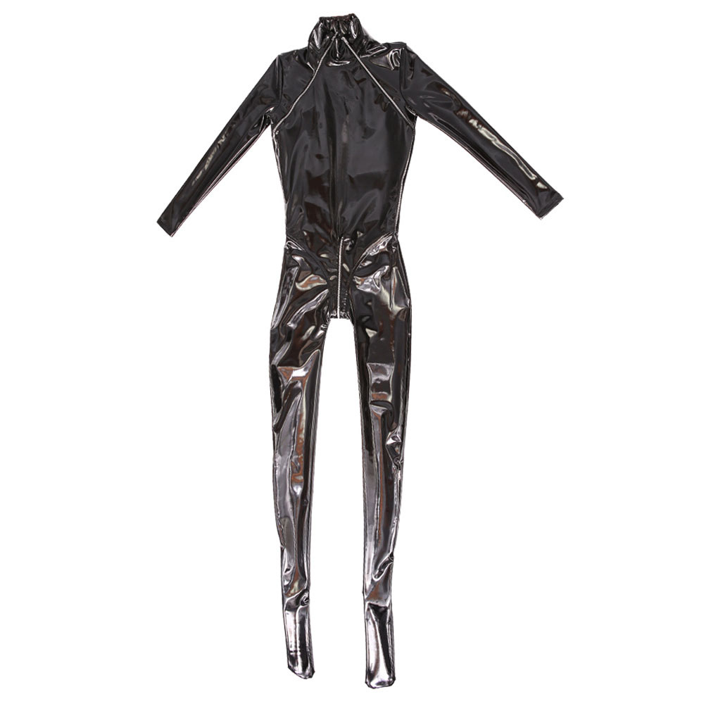 Catsuit CostumesWomen Wetlook PVC Bodysuit Turtleneck and Double Zipper Oper Croth Tights Catsuit Latex Zentai Suit Sexy Fetish Clubwear Cos, Black
Catsuit CostumesWomen Wetlook PVC Bodysuit Turtleneck and Double Zipper Oper Croth Tights Catsuit Latex Zentai Suit Sexy Fetish Clubwear Cos, Black