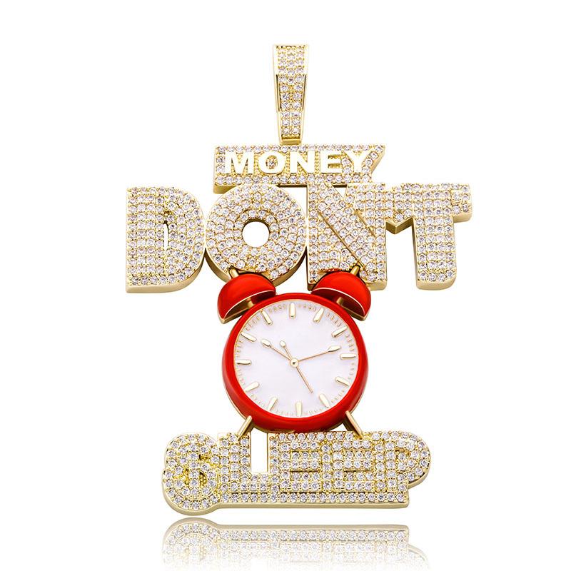 necklace moissanite chain Alarm Clock Pendant Iced Out Letters