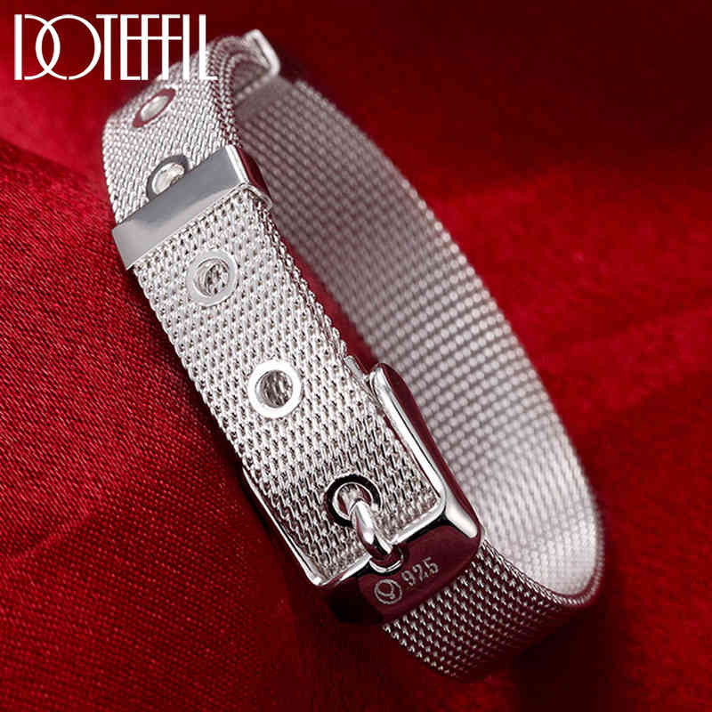 Doteffil 925 Sterling Silver 10/12/14mm Web Watch Belt Bangles Bracelets for Women Men Wedding Engagement Jewelry
Doteffil 925 Sterling Silver 10/12/14mm Web Watch Belt Bangles Bracelets for Women Men Wedding Engagement Jewelry