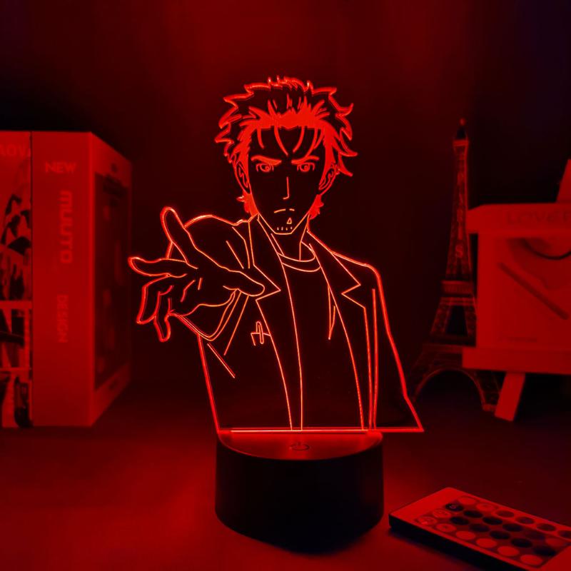 Night Lights Anime Figure Steins Gate Rintarou Okabe 3D Lamp Neon For Home Led Kids Bedroom Decor Manga Desk