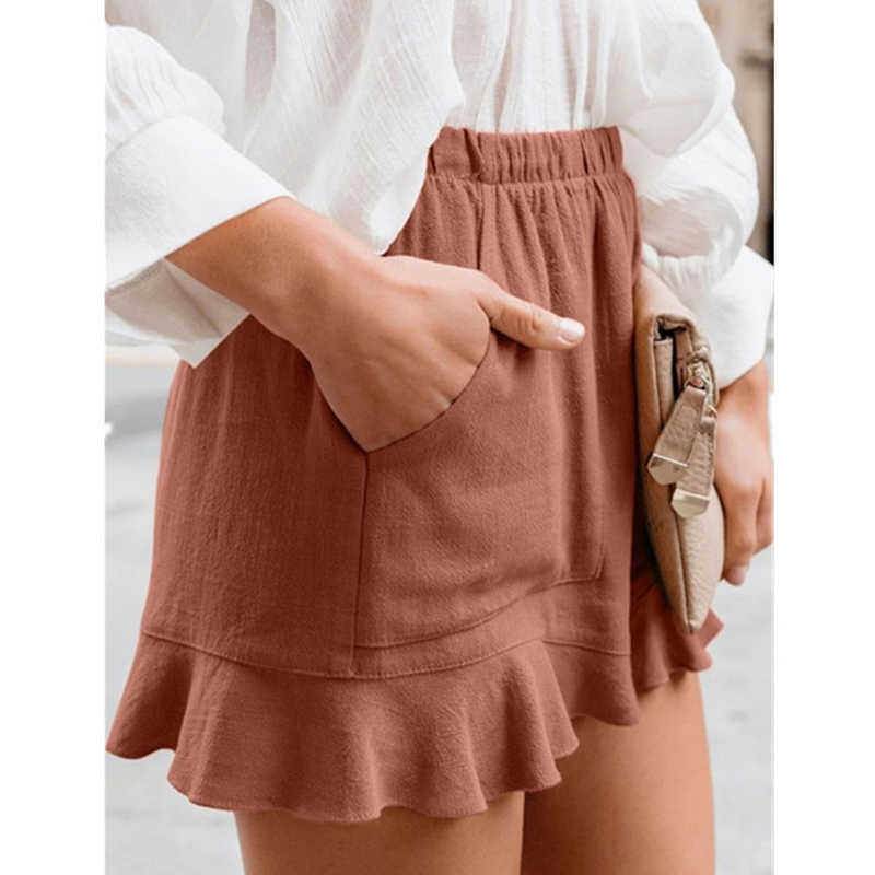 Cotton Linen Short Pants Women High Waist Summer Plus Size Loose Wide Leg Casual Trouser Korean Slim Sweatpants Lady 210714