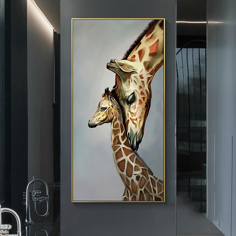 Giraffe Pictures Animal Posters And Prints Oil Painting On Canvas Wall Art For Living Room Home Decoration Deer