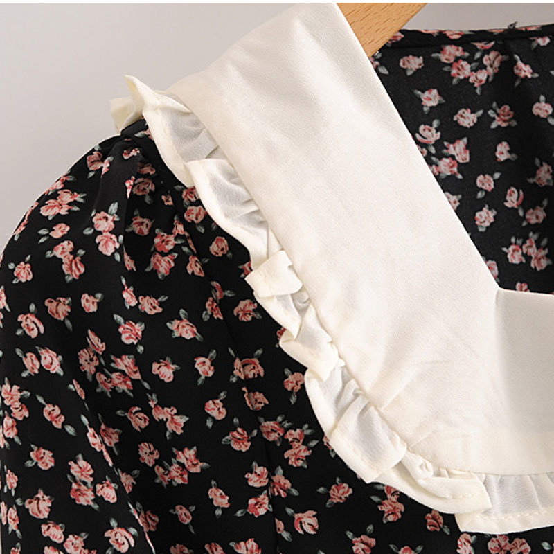 Doll Collar Floral Trumpet Sleeve Retro Fashion Chic Female Shirt Korean Harajuku Single-breasted Women's Tops 210507