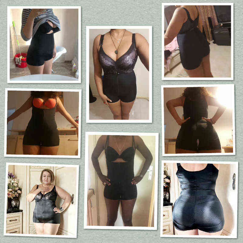 Miss Moly Latex Full Body shaper Modeling Shapewear Waist Cincher Underbust Bodysuit Jumpsuit Pants Zipper Slimming Corset 211112