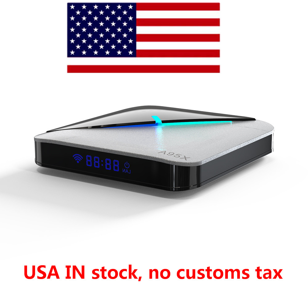 Ship from usa warehouse A95X F3 TV Box Air 8K RGB Light Android 9 Amlogic S905X3 4GB 32GB Wifi 5Ghz Youtube Media player vs X96 MAX Plus