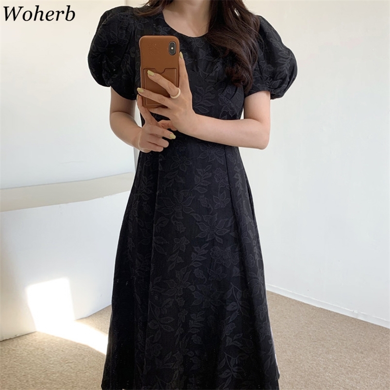 Elegant Chic Puff Sleeve Women Solid Maxi Dress O-neck Korean Fashion Robe Female A-line Dresses Summer Vestidos 210519, Black
Elegant Chic Puff Sleeve Women Solid Maxi Dress O-neck Korean Fashion Robe Female A-line Dresses Summer Vestidos 210519, Black