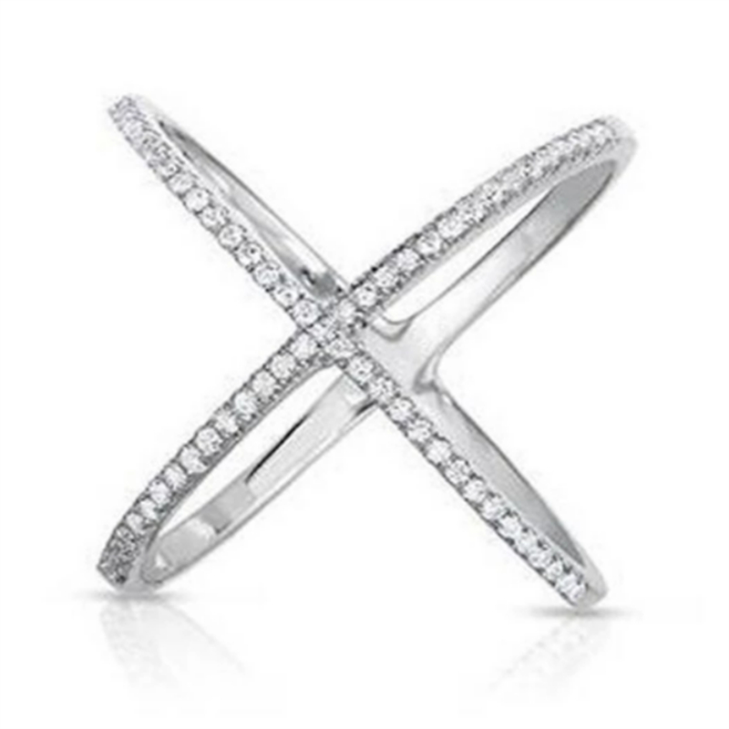 Female Cross ring 925 Sterling silver Micro Pave AAAAA Cz Engagement Wedding Band Rings for women Bridal Party Jewelry