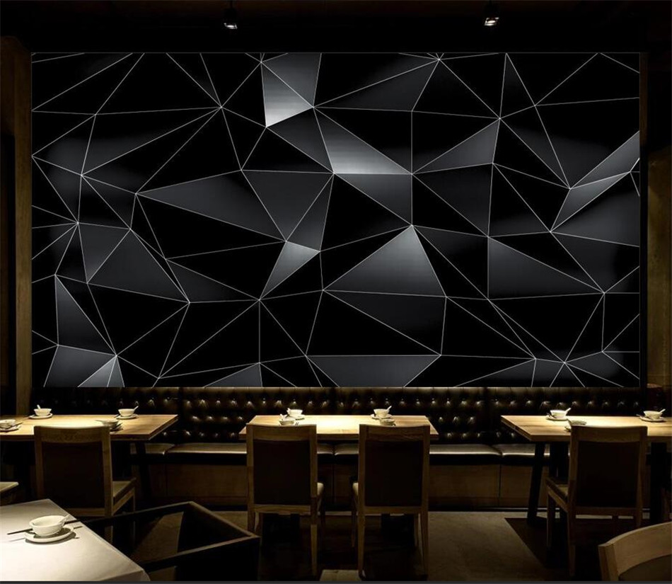 Custom Modern Abstract 3D Black Geometric Photo Wall Paper 3D Bar Office Game Room Industrial Decor Mural wallpapers