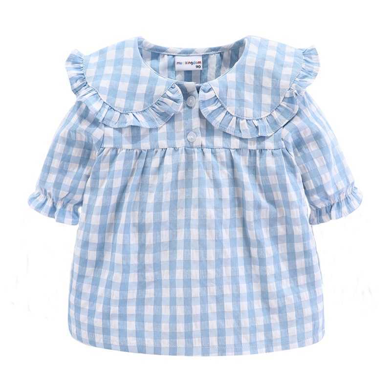 Mudkingdom Girls Summer Pajamas Set Peter Pan Collar Plaid Girl Short Sleeve and Shorts Pajama Toddler Homewear Kids Sleepwear 210615