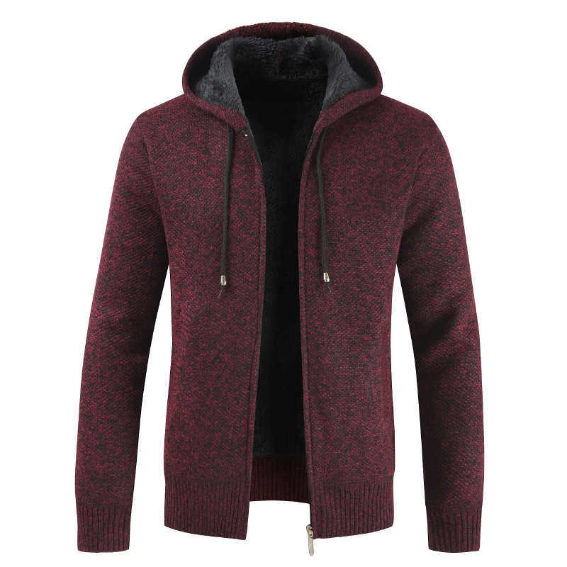 Men Autumn Casual Thick Warm Hooded Sweater Cardigan Jumper Men Winter Fashion Loose Fit Fleece Sweaters Knit Jacket 211018