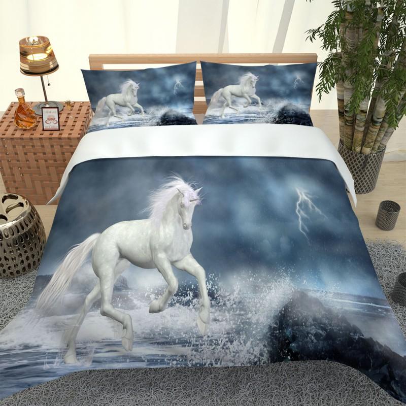 Fashion Fantasy Horse Bedding Home Textiles Single Bed Double Duvet Cover Pillow Case Sheet Boy Girl Set Sets
