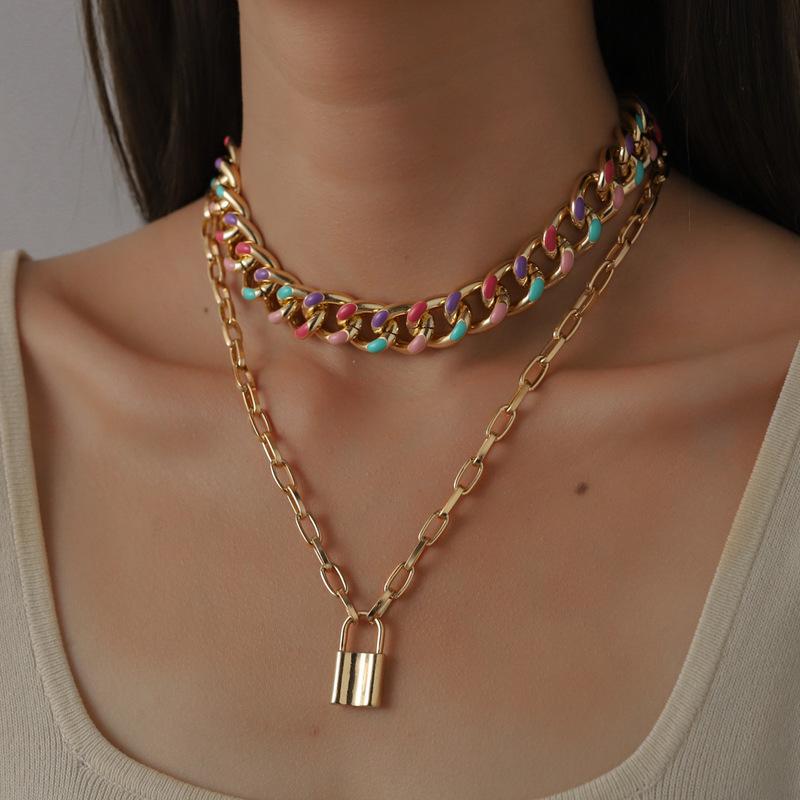 Chokers Punk Rainbow Enamel Chunky Cuban Chain Necklace For Women Summer Beach Colorful Wide Curb Link Lock Necklaces Jewelry
Chokers Punk Rainbow Enamel Chunky Cuban Chain Necklace For Women Summer Beach Colorful Wide Curb Link Lock Necklaces Jewelry