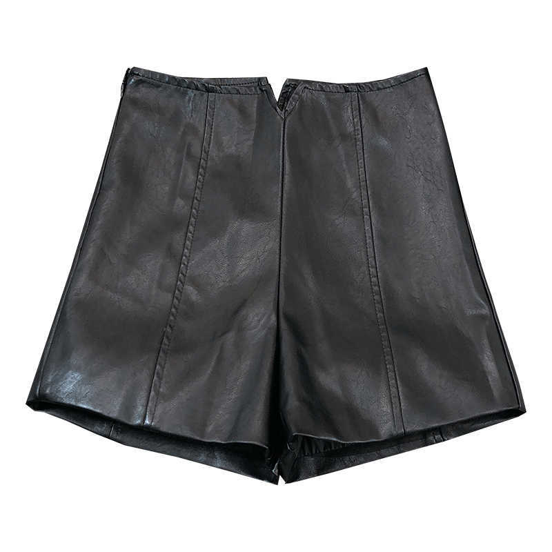 pu leather shorts Ladies autumn and winter wear short sexy high waist primer 210714