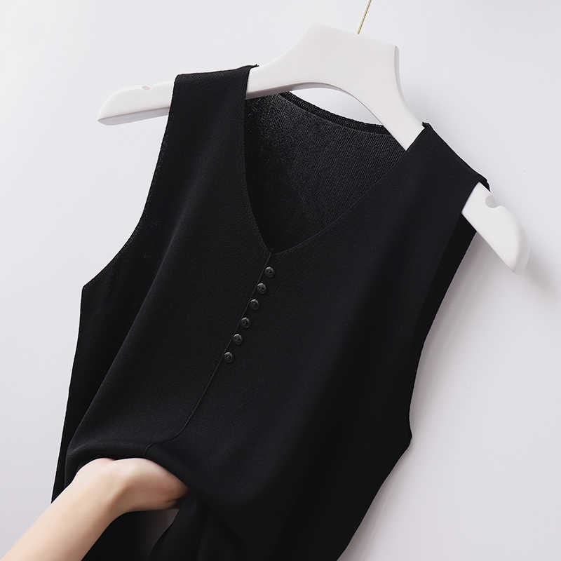 Summer Tops Sleeveless V-Neck Knitted Tank Top Women Camis Tops For Women Blusas Mujer De Moda Camisole Tops Women D550 210602