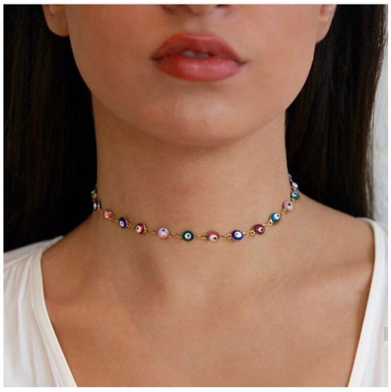 Evil Eye Choker Necklace Dainty Or Gold Beaded Chokers Gift For Her Delicate color Eyes necklaces
Evil Eye Choker Necklace Dainty Or Gold Beaded Chokers Gift For Her Delicate color Eyes necklaces