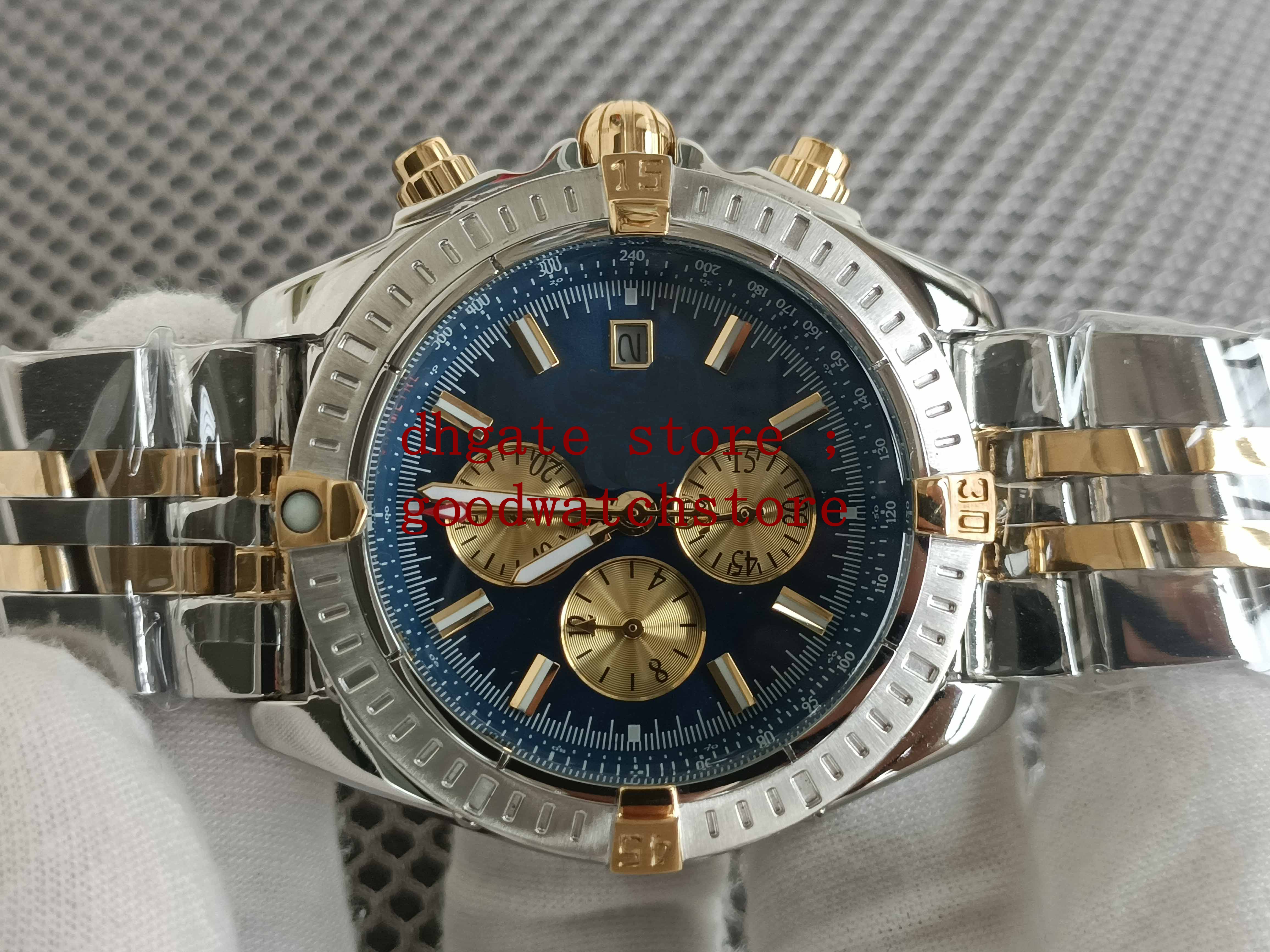 Men's Quality 18k rose gold 316L Two-color Men Pilot 42mm Wristwatches Crystal Stainless Steel VK Quartz Chronograph Workin Mens blue dial Watches
Men's Quality 18k rose gold 316L Two-color Men Pilot 42mm Wristwatches Crystal Stainless Steel VK Quartz Chronograph Workin Mens blue dial Watches