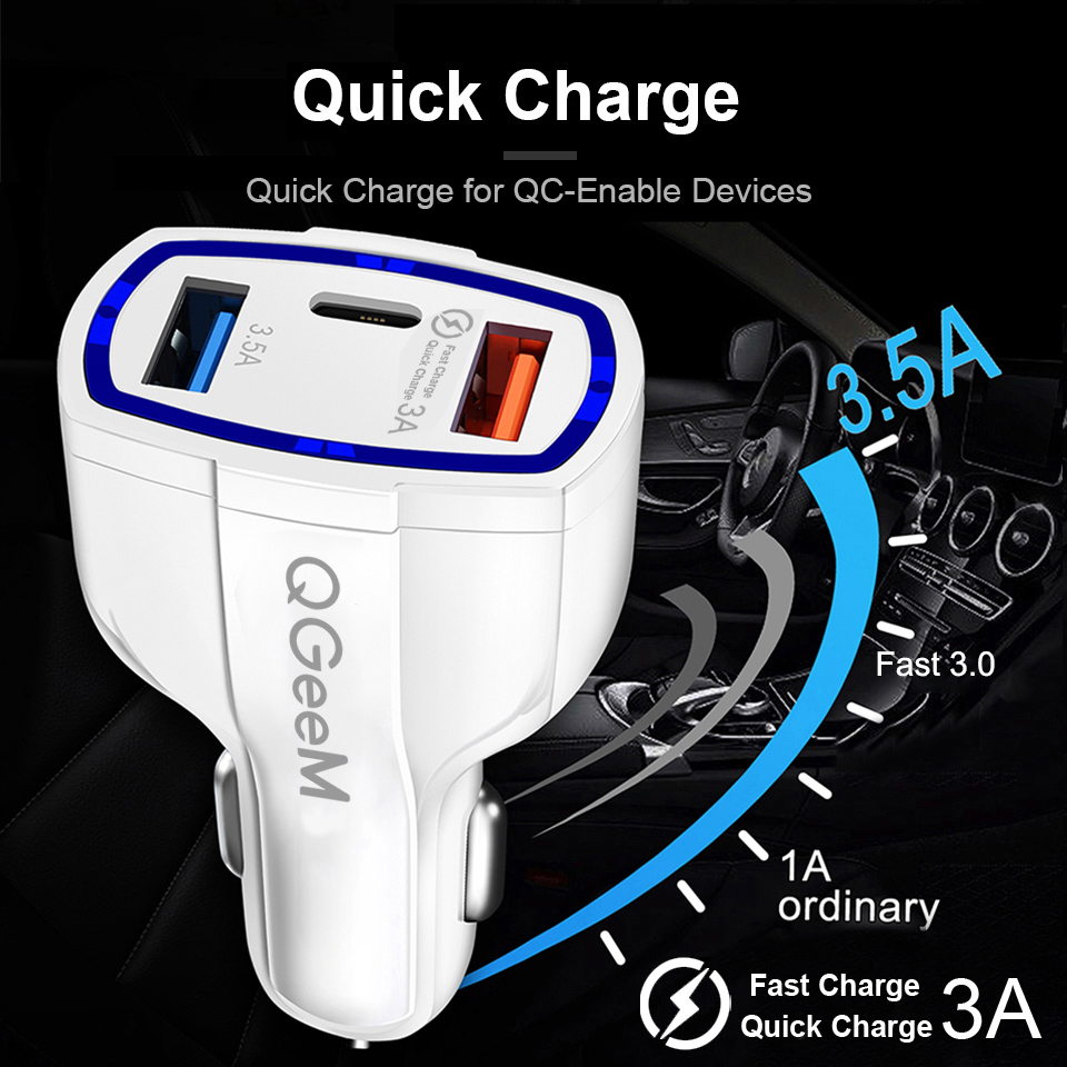 35W 7A 3 Ports Car Charger Type C And USB Charger QC 3.0 With Qualcomm Quick Charge 3.0 Technology For Mobile Phone GPS Power Bank Tablet P
35W 7A 3 Ports Car Charger Type C And USB Charger QC 3.0 With Qualcomm Quick Charge 3.0 Technology For Mobile Phone GPS Power Bank Tablet P