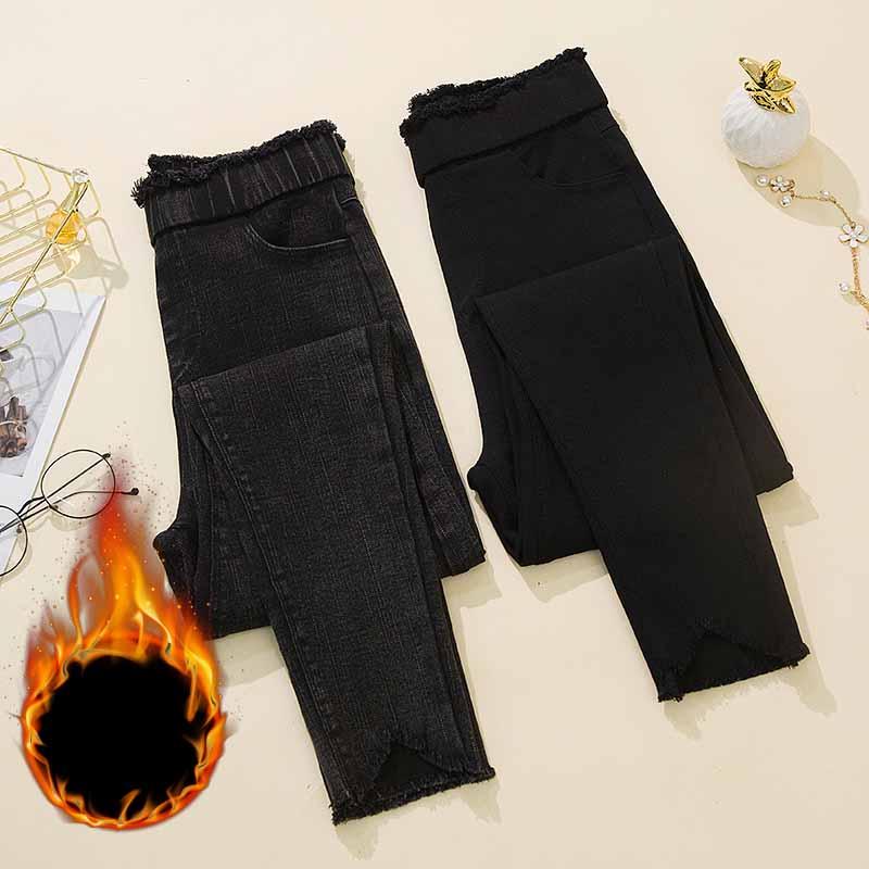 Women's Jeans Large Wear Plush And Thickened Denim Pants In Autumn Winter 2021. Tight Bottomed Leggings Outside, Blue
Women's Jeans Large Wear Plush And Thickened Denim Pants In Autumn Winter 2021. Tight Bottomed Leggings Outside, Blue