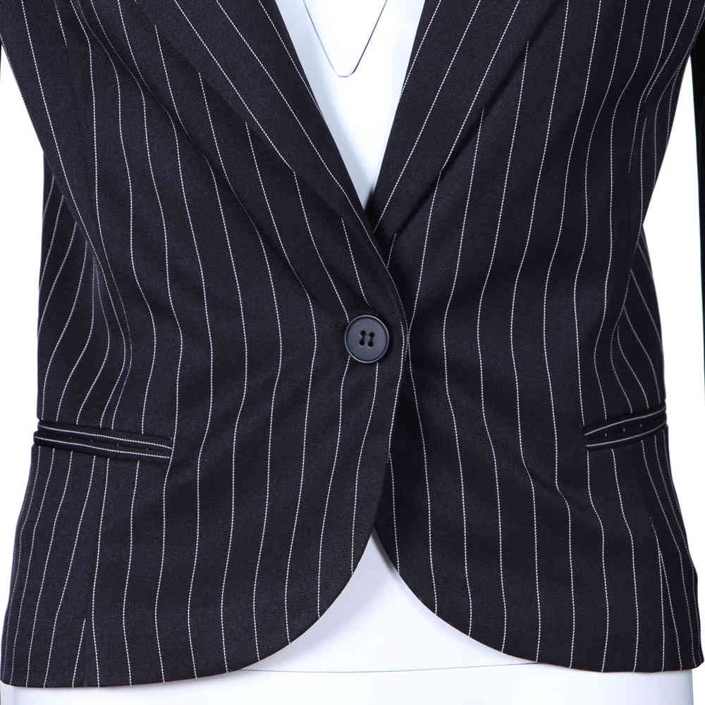 Black Striped Blazer Coat Female Long Sleeve Broad Shoulders Blazers Tops Women Fashion Clothes Autumn 210524