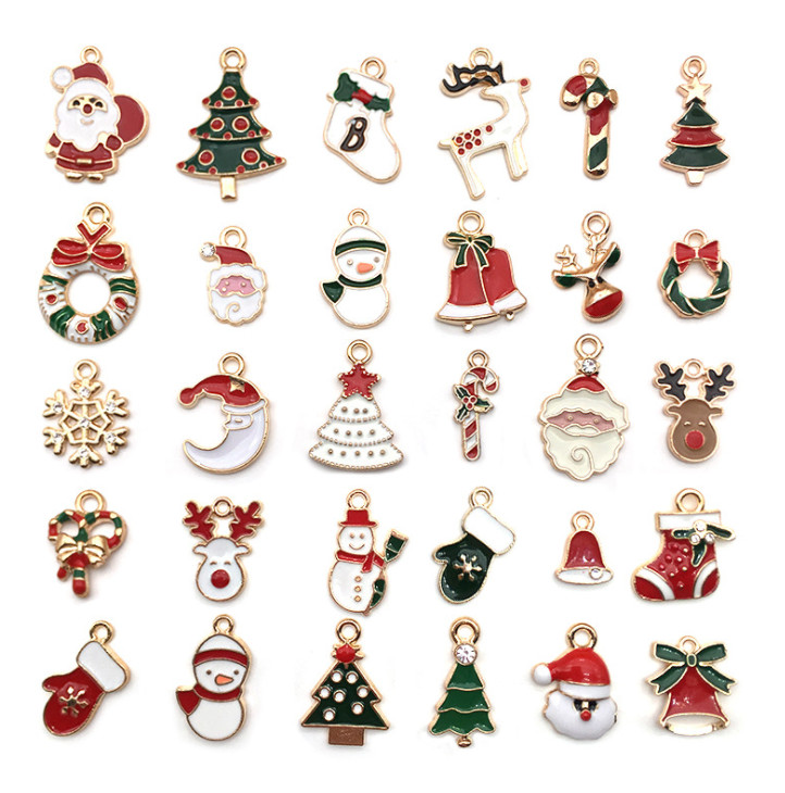 The latest model 1 pack = 30 pcs, g alloy pendant, Christmas tree alarm, hair accessory, bracelet, diy jew Free shipping