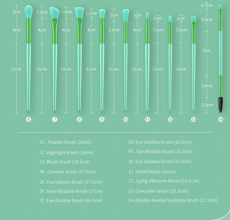 high quality 14 pcs makeup brushes set no logo bionic fiber wool wood handle 7 colors for option