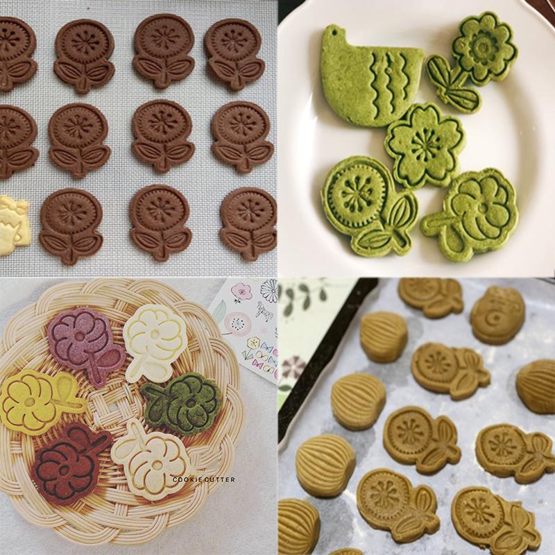 Flower Stamp Biscuit Mold 3D Cookie Plunger Cutter Pastry Decorating DIY Fondant Baking Mould Tool Sunflower Sakura Moulds