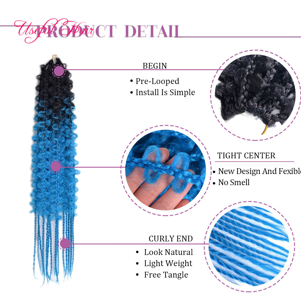 Pre Stretched Butterfly Box Crochet Braid Hair Ombre Colorful Butterfly Locs Crotchet Synthetic Braids Hair Extensions Fashion 3x box 24inch long