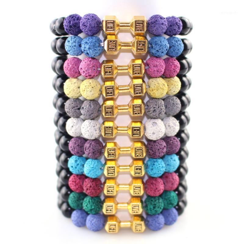 Charm Bracelets XiongHang Fashion Colorful Lava Stone Beads Bracelet Natural Barbell Dumbbell For Men Women Cuff1
Charm Bracelets XiongHang Fashion Colorful Lava Stone Beads Bracelet Natural Barbell Dumbbell For Men Women Cuff1