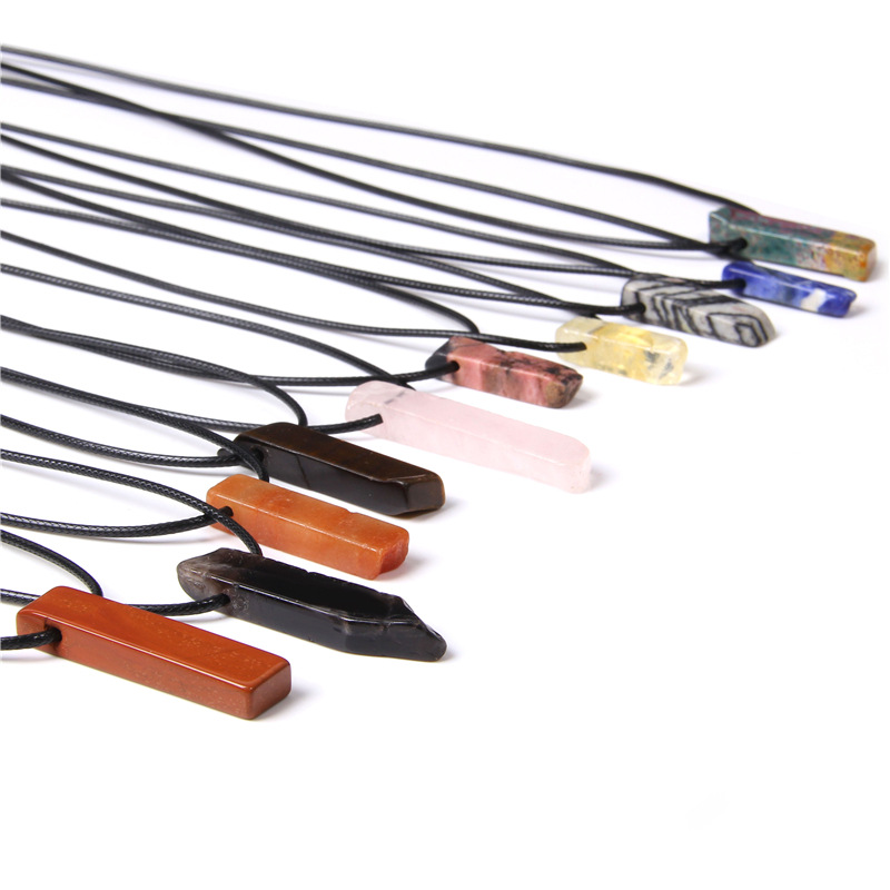 Fashion irregular Hexagon Healing Crystal stone Necklace Opal Turquoise Natural Stone pink Quartz Chakra Necklaces Jewelry