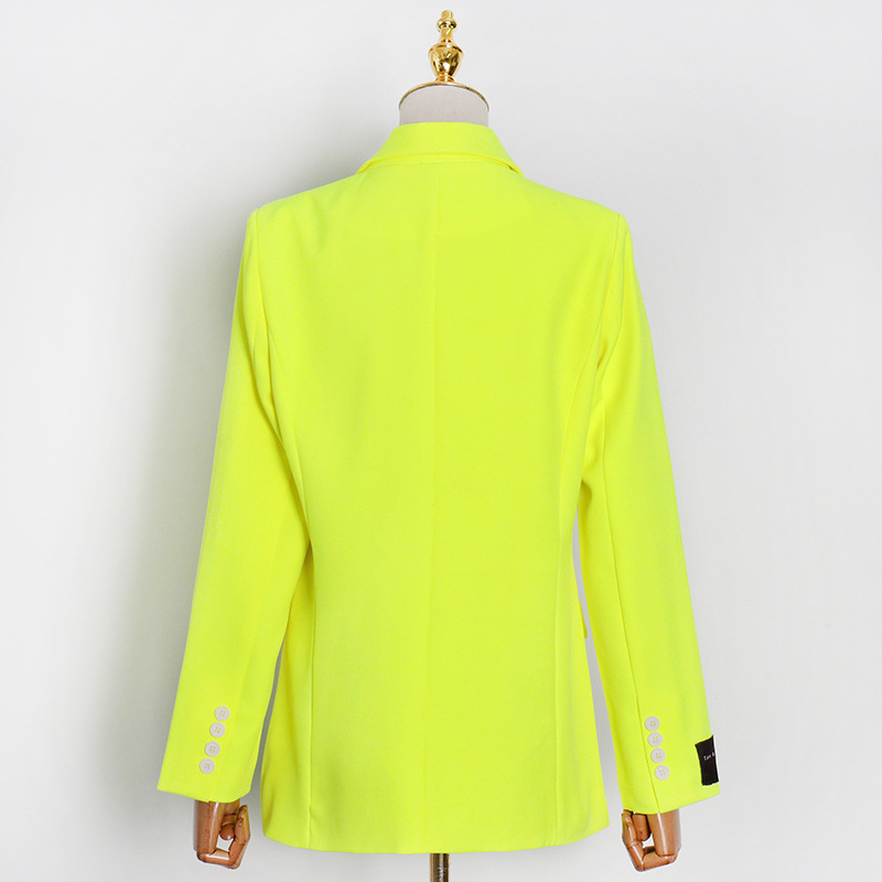 Loose Casual Chic Neon Yellow Blazers for Women Fashion All-match Coats Temperament Office Lady Tops Female Spring 210525