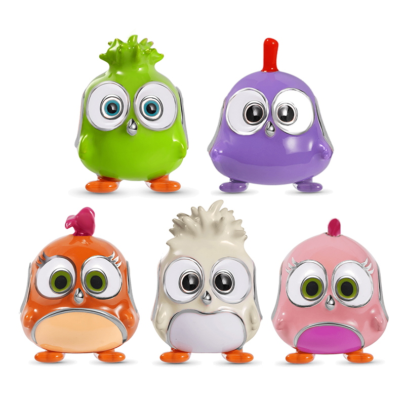 Fit Original Charm Bracelet Authentic 925 Silver Cute Green Purple Enamel Hatchling Color Bird Family Bead For Making DIY Berloque