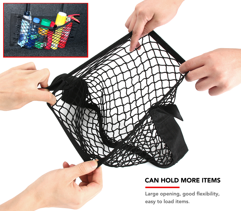 Car Storage Bag Vehicle Back Rear Trunk String Net Seat Elastic Magic Sticker Mesh Pocket Cage-Seat BackBag