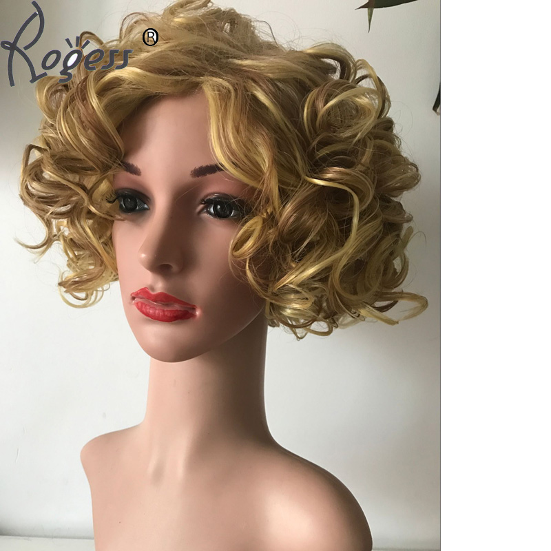 Fashion Short Curly Synthetic BOB wig Blond Natural Wave Hair wigs for women