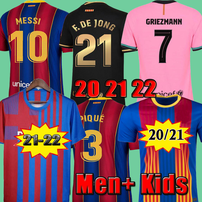 

2022 soccer jersey FC BARCELONA 20 21 22 camiseta futbol ANSU FATI 2020 2021 Messi GRIEZMANN DE JONG Maillots football shirt Men home away third fourthkit, Kids fouths