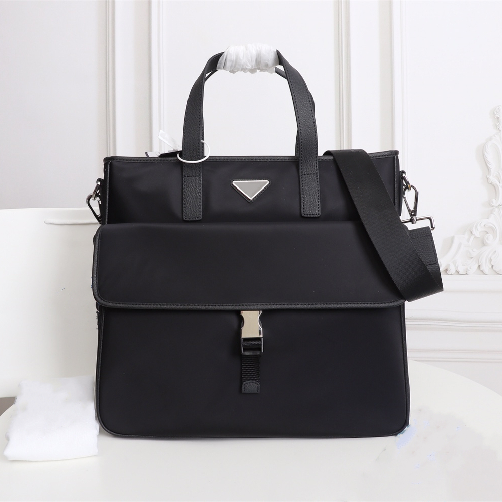 Men's black nylon canvas designer waterproof briefcase high quality laptop bag large capacity casual simple office handbag