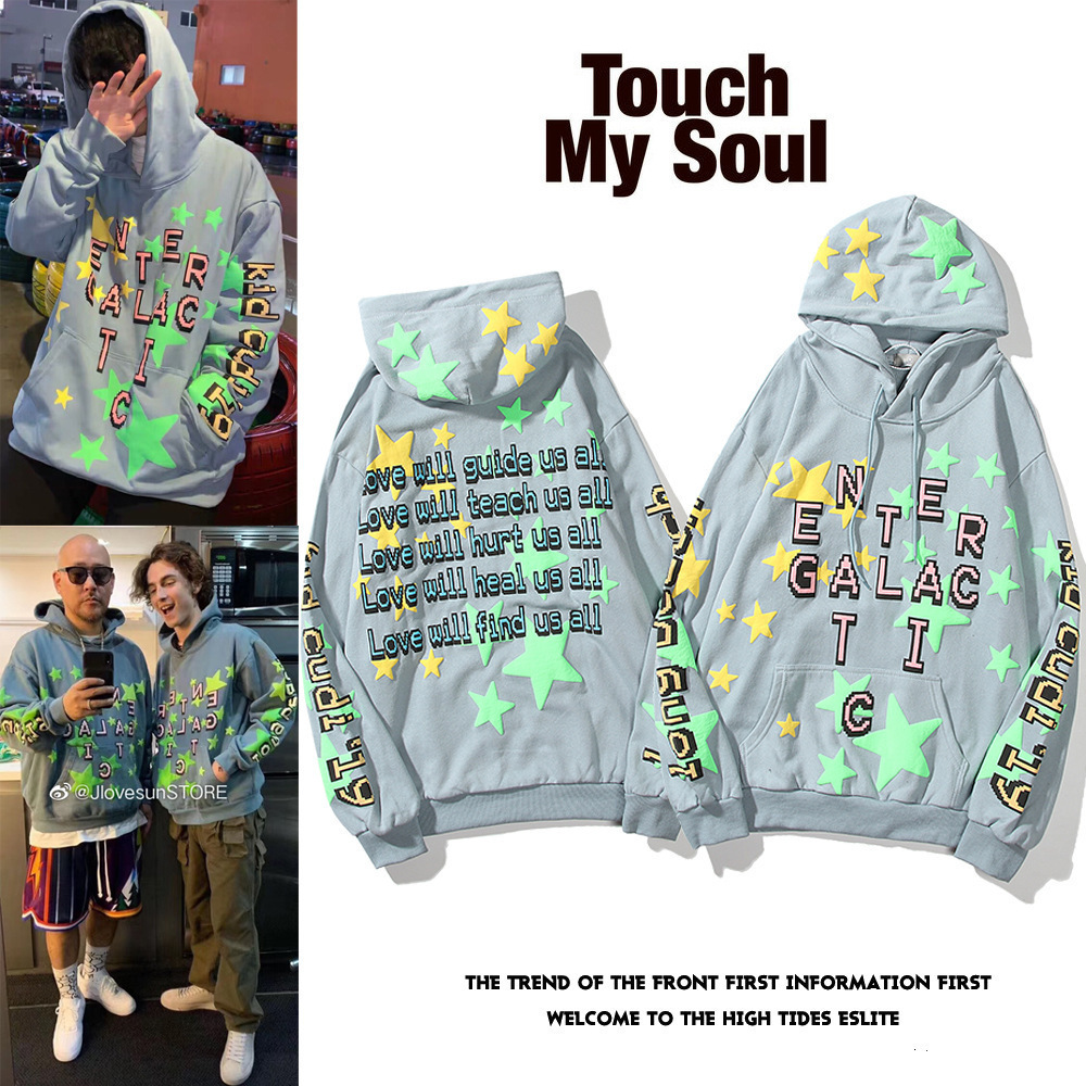 Fashion Mens hoodies KANYE CPFM KID CUDI joint album Luminous foaming five-pointed star Sweatshirts men and women high street womens sweater hoodie, Black
Fashion Mens hoodies KANYE CPFM KID CUDI joint album Luminous foaming five-pointed star Sweatshirts men and women high street womens sweater hoodie, Black