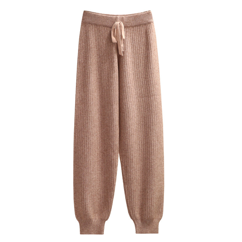 Nomikuma Autumn Winter New Knitted Harem Pants Bow Tie Stretch High Waist Ankle Trousers Causal Solid Pants Feminimos 6C507 210427