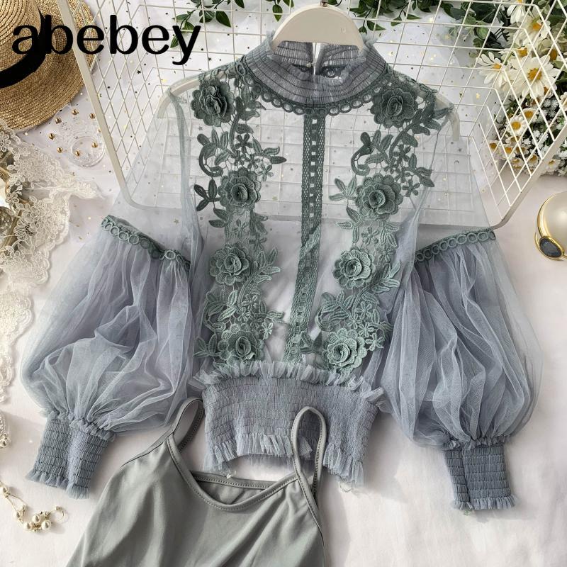 Spring Women Tops Fashion Sexy Sheer Lace Blouse Lantern Sleeve 3D Floral Blouses Shirts Elegant Top Blusas Femininas, Beige
Spring Women Tops Fashion Sexy Sheer Lace Blouse Lantern Sleeve 3D Floral Blouses Shirts Elegant Top Blusas Femininas, Beige