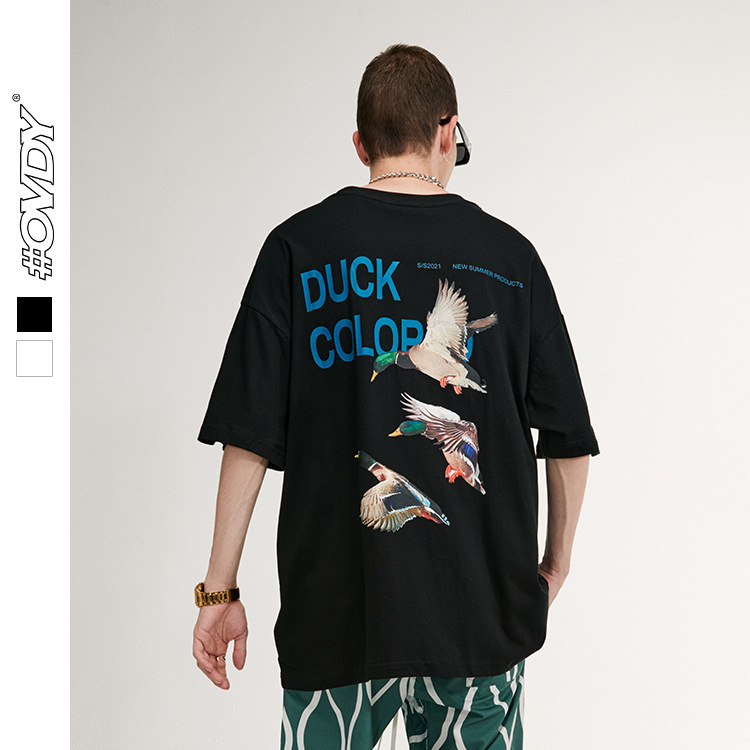 wxwovdy men's 2021 spring and summer new street trend mallard totem printing personalized casual loose short sve, White;black
wxwovdy men's 2021 spring and summer new street trend mallard totem printing personalized casual loose short sve, White;black