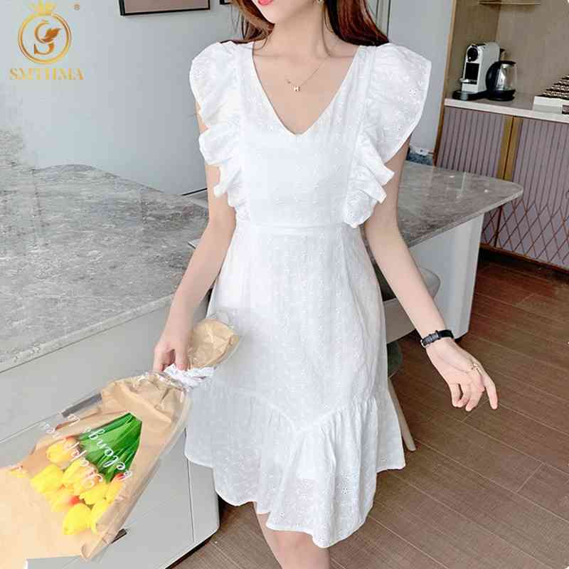 Fashion 100% Cotton Lace Summer Dress Women V-Neck Sleeveless Elegant High Waist Hollow Out Ruffle Party 210520, Photo color
Fashion 100% Cotton Lace Summer Dress Women V-Neck Sleeveless Elegant High Waist Hollow Out Ruffle Party 210520, Photo color