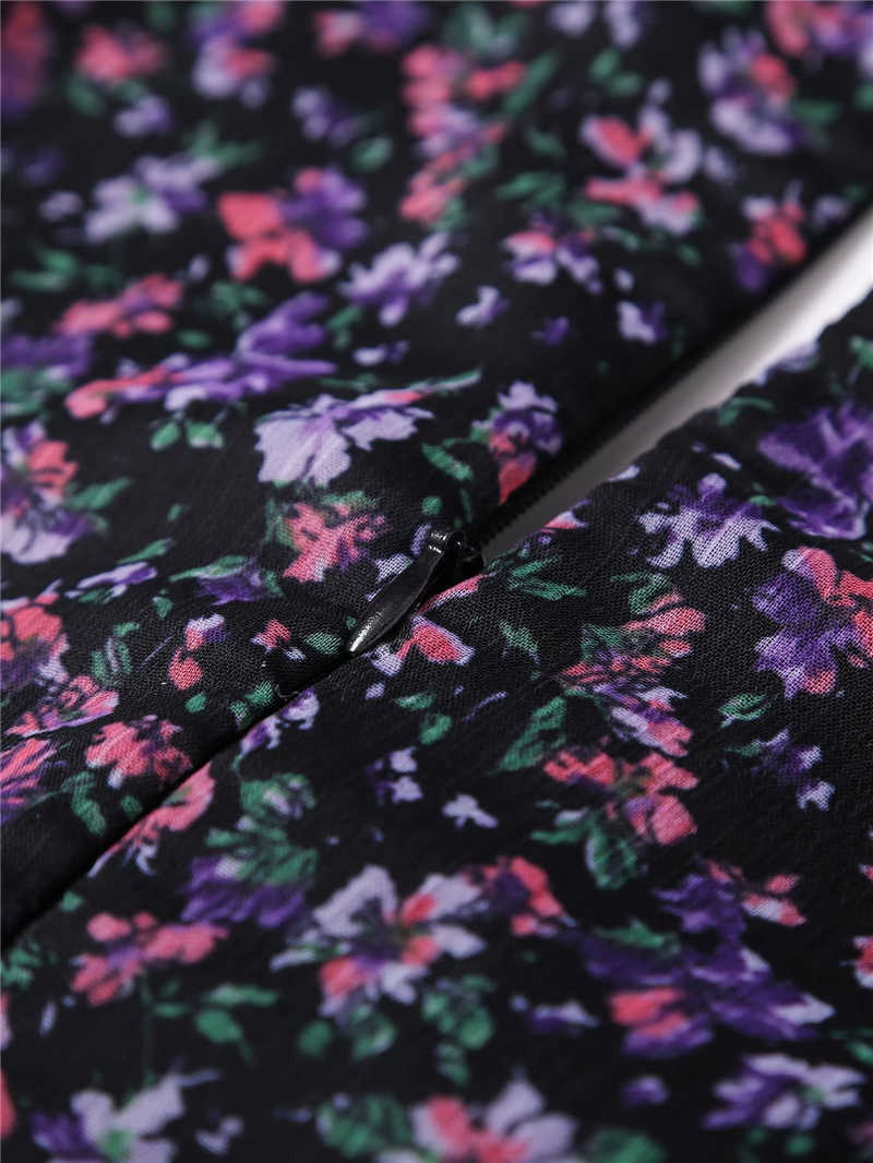 Elegant Women Floral Print Dresses Fashion Ladies Chiffon Pleated Mini Dress Streetwear Female Chic V-Neck Draped Vestidos 210527