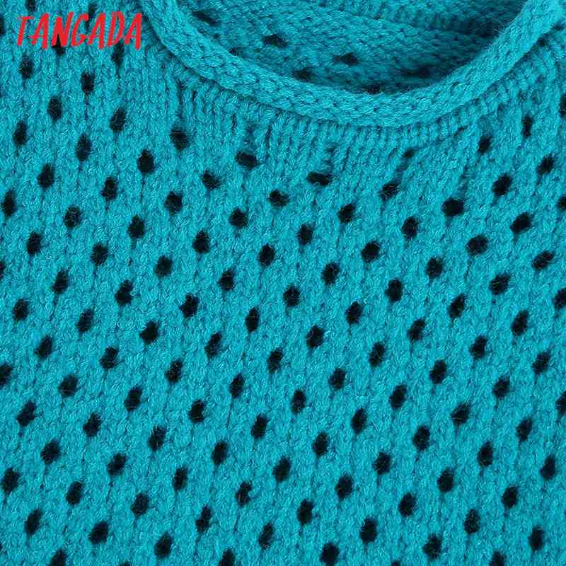 Women Fashion Hollow Out Crop Knitted Vest Sweater O Neck Sleeveless Female Waistcoat Chic Tops BE491 210416