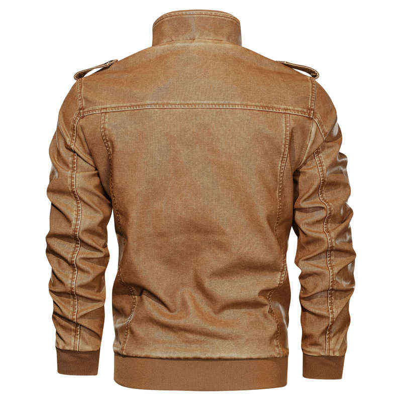 Mens Leather Jacket Winter Coat Street Fashion Casual Wear Drsigned Large zipper pocket Jacket Motorcycle Jackets For Men 211119