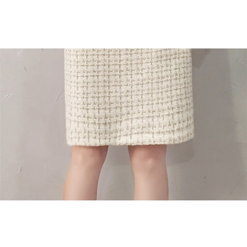 Tweed Dress Women Spring Long Sleeve Vintage Plaid Female Elegant Woolen Ladies Office Vestidos 210520